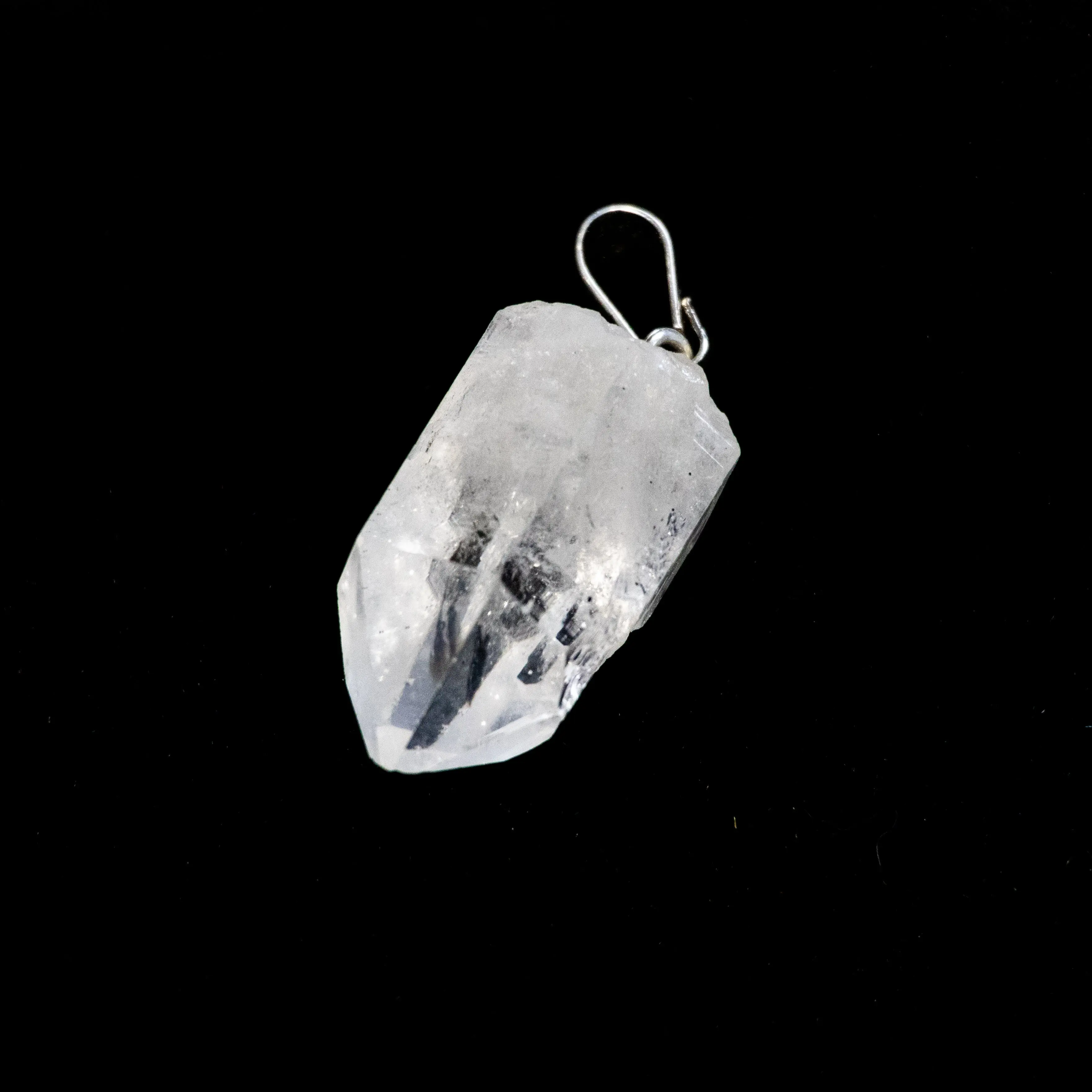Quartz Crystal Pendant - All Natural Brazilian Quartz Crystal Silver Plated Brass for Maximum Strength Natural Physical and Spiritual Energy Booster