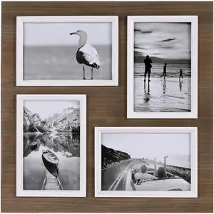 4x6 Picture Frames 4-Opening Solid  Collage Picture Frames  Style Distressed Photo Frames with Real Glass for Table Top Stand or Wall Hanging