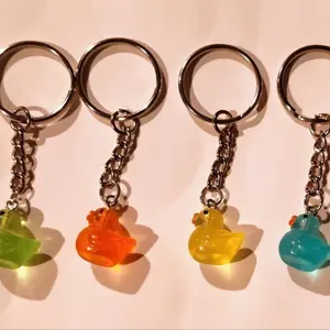 Glow In The Dark Duck Keychain, Novelty Keychain, Ducky Keychain