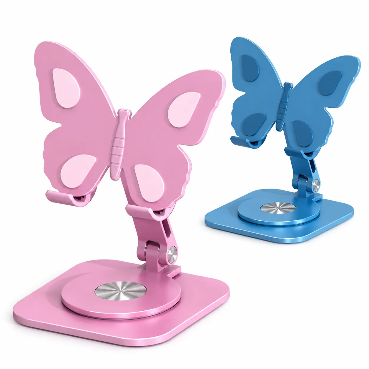 Aluminum Alloy Phone Stand, Desktop Butterfly-Shaped Support Stand, 360° Rotating and Foldable Tablet Stand, Durable and Attractive Decorative Item for Women, Phone Stand