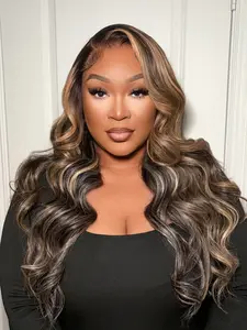 Arabella Ear to Ear 13x6 Three-Go Platinum Blonde Balayage Highlights Glueless Wig Loose Body Wave With Drawstring 100% Human Hair Beginner-friendly