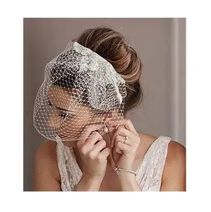 1920s Lace Birdcage Veil with Floral Headpiece