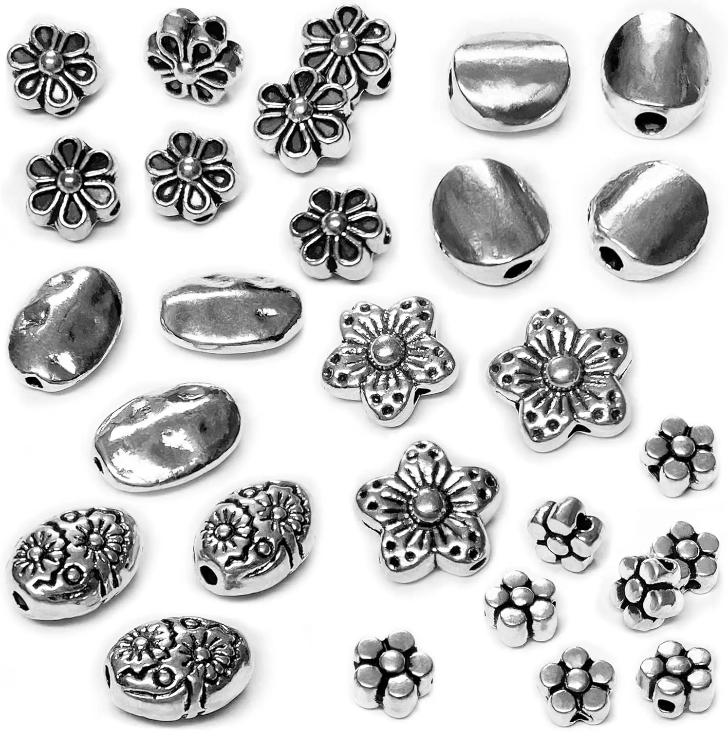 Tibetan  Spacer Beads - 240 count Set for Adults'  Making - Flat, Small Seed Beads for Necklaces, Earrings & Bracelets