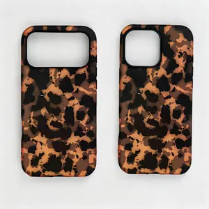 Matte Shockproof Magnetic Smartphone Case - Bold Tortoiseshell Leopard Print Cover with Dark Brown Wild Aesthetic Peony Floral Design for iPhone 13-17 Pro Max Plus, Protective Cellphone Accessory with Reliable Protection, Phone Accessories cute