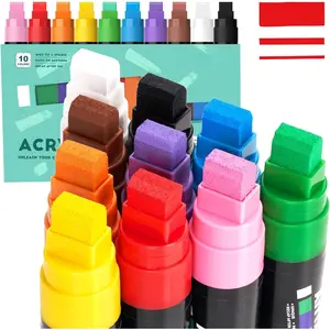 Poster Markers, 15mm  Felt Tip 10 Colors,   Markers Permanent , Multi-Surface Art Supplies for Rock, Poster, Stone, Painting, Ceramic, Glass,