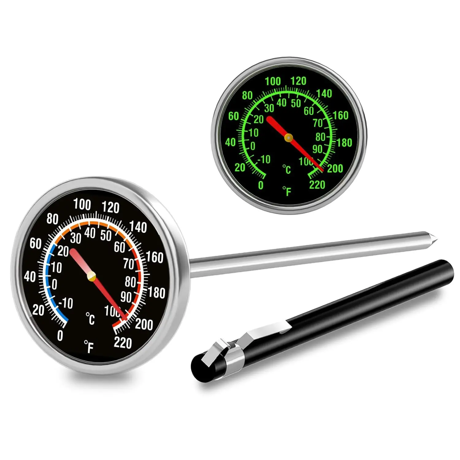 Meat  - Instant Read   with 5.5-Inch Stainless Steel Probe for Cooking, Steak, Bread, Chicken, Grilling, Milk,  & Coffee - 1.5-Inch Dial Kitchen Temperature (1PCS)