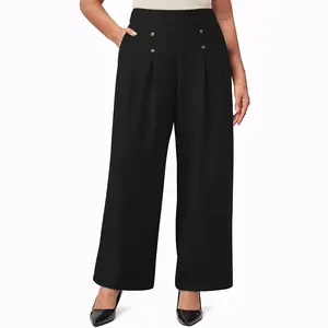 Eytino Womens Plus Size Wide Leg Dress Pants High Waisted Pleated Business Casual Trouser Office Work Palazzo Pants(1X-5X)