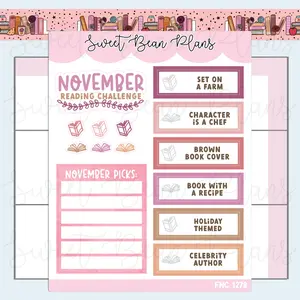 November 2025 Reading Challenge Vinyl Planner Stickers | Fnc 1279