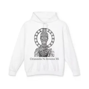 Orunmila guides the way (Front), Orunmila has my back (Back) Unisex Light Hoody