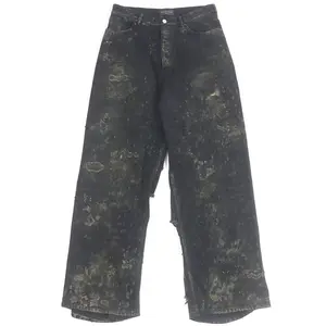 Pre-owned Balenciaga Denim Small Leather Goods Super Destroy Cotton Pants