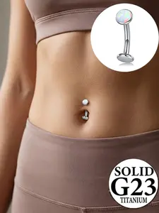 14G Titanium Floating Belly Button Rings for Women Flat Back Belly Rings 10mm Navel Rings Opal Belly Piercing Jewelry