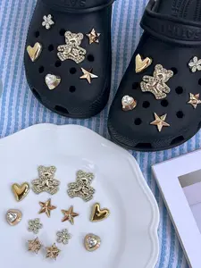 DIY Decorative Chain Bear Charms, Small Chains Diamond Beads for Shoes, Removable Accessories for Sandals Slippers Garden Shoes, Bling Shoe Charms