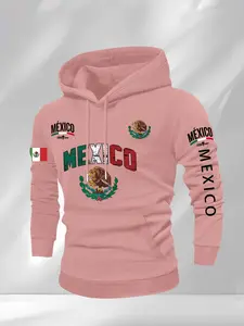Mexican-style hooded sweatshirt, Long Sleeves, personalized printed Geometric casual pullover