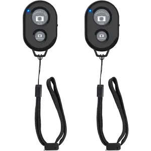 X-RTC01  Wireless Camera Remote Shutter for Smartphones (2 Pack),  Wireless Phone Camera Remote Control Compatible with iPhone/Android Cell Phone - Create Amazing Photos and Selfies, Wrist Strap Included Tripod Black+Black