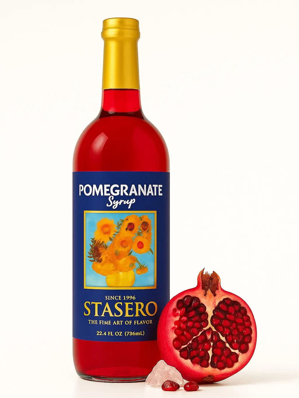 Stasero Pomegranate Syrup 25.4 fl oz 750 mL Concentrate Bottle for Coffee Espresso Teas Italian Sodas Lemonades Shakes Frappes Desserts and More Beverage