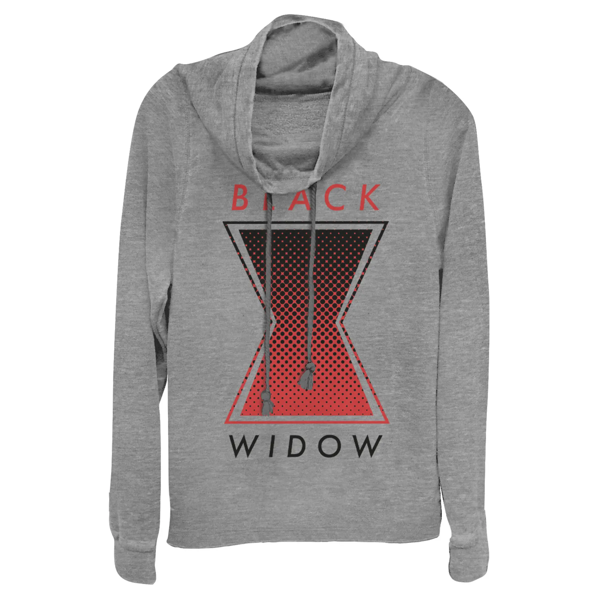 Juniors Womens Marvel Black Widow Gradient Logo Cowl Neck Sweatshirt