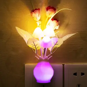 RGB Gradient Glow LED Night Lights - Mushroom-Shaped, Auto Sensor, Wireless USB Rechargeable, Touch Control, 360-Degree Rotating Christmas Projector with Heart-Shaped Keychains for Baby Nursery Bedside