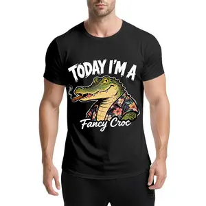 Funny Croc Meme T-Shirt Quirky Animal Art Today I'm A Fancy croc T-Shirt for Men Cotton Graphic Tee 180g Soft Comfortable Crew Neck Short Sleeve