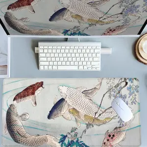 Colorful Koi Fish Wisteria Mouse Pads Extra Large Computer Desk Top Mat Mouse Pad for Laptop Mouse Desk Pad Desk Mats with Non - Slip Rubber Base Stitched Edge for Home and Office