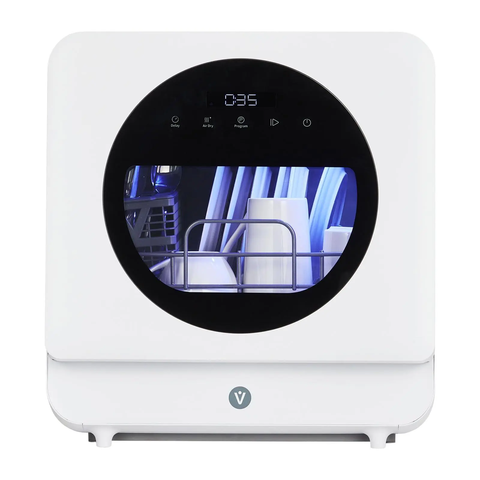 Compact Size Portable Countertop Dishwasher - Eco-Friendly, Small Footprint, 5L Built-In Bucket & Faucet Connection (Dual Water Modes), No Installation, 6 Wash Programs, 162°F High-Temp Sanitize, 80% Water Savings, for Apartments, RVs, 162°F High-Temp San