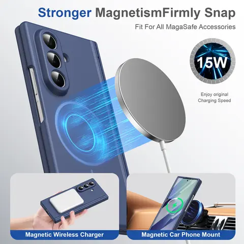 Satin-Finish Magnetic Hinge Cellphone Cover - Foldable Protector for Samsung Fold Series, Magnetic Cellphone Protector with Screen Protection Accessories