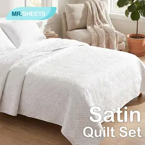 NTBAY Buttery Soft Satin Quilt Set, Silky Smooth Bedspread for Ultimate Comfort, Luxury Skin-Friendly Comforter Set with Matching Shams