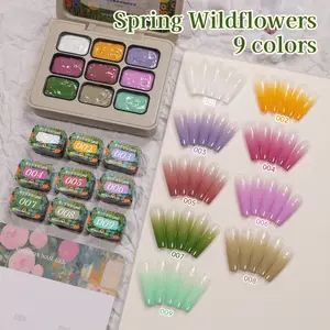 9 Colors Nail Art Nail Polish Hard Long-Lasting Patting Glue Gradient Effect Nail Art Gift Nail Art Shop DIY Nail Art Manicure Cutics Cosmetic Jiugongge Chunriheyehuapaipaijiao