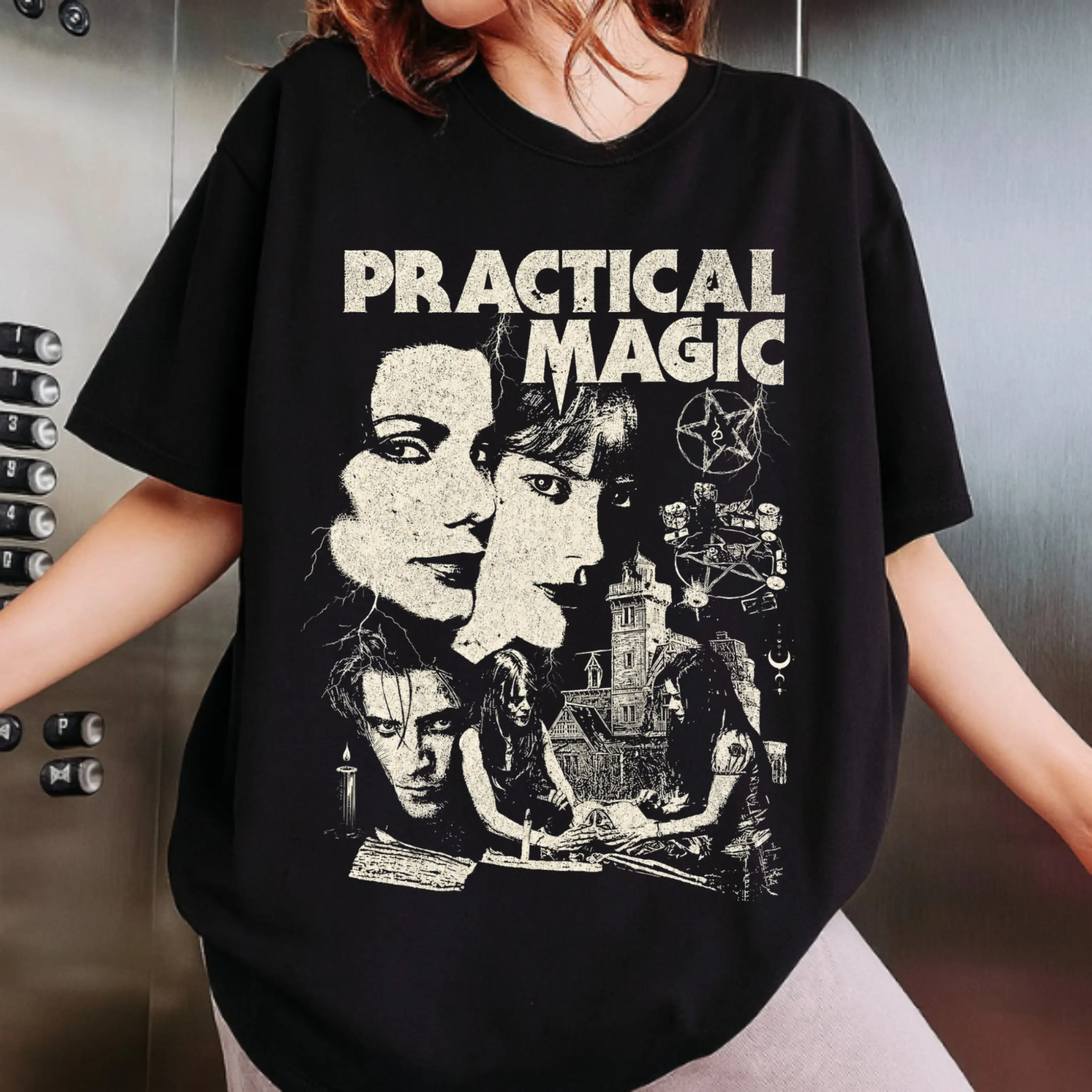 Practical Magic Vintage Witch T-Shirt, Retro Halloween Movie Graphic Tee, Cozy Rom Com Horror Fan Gift