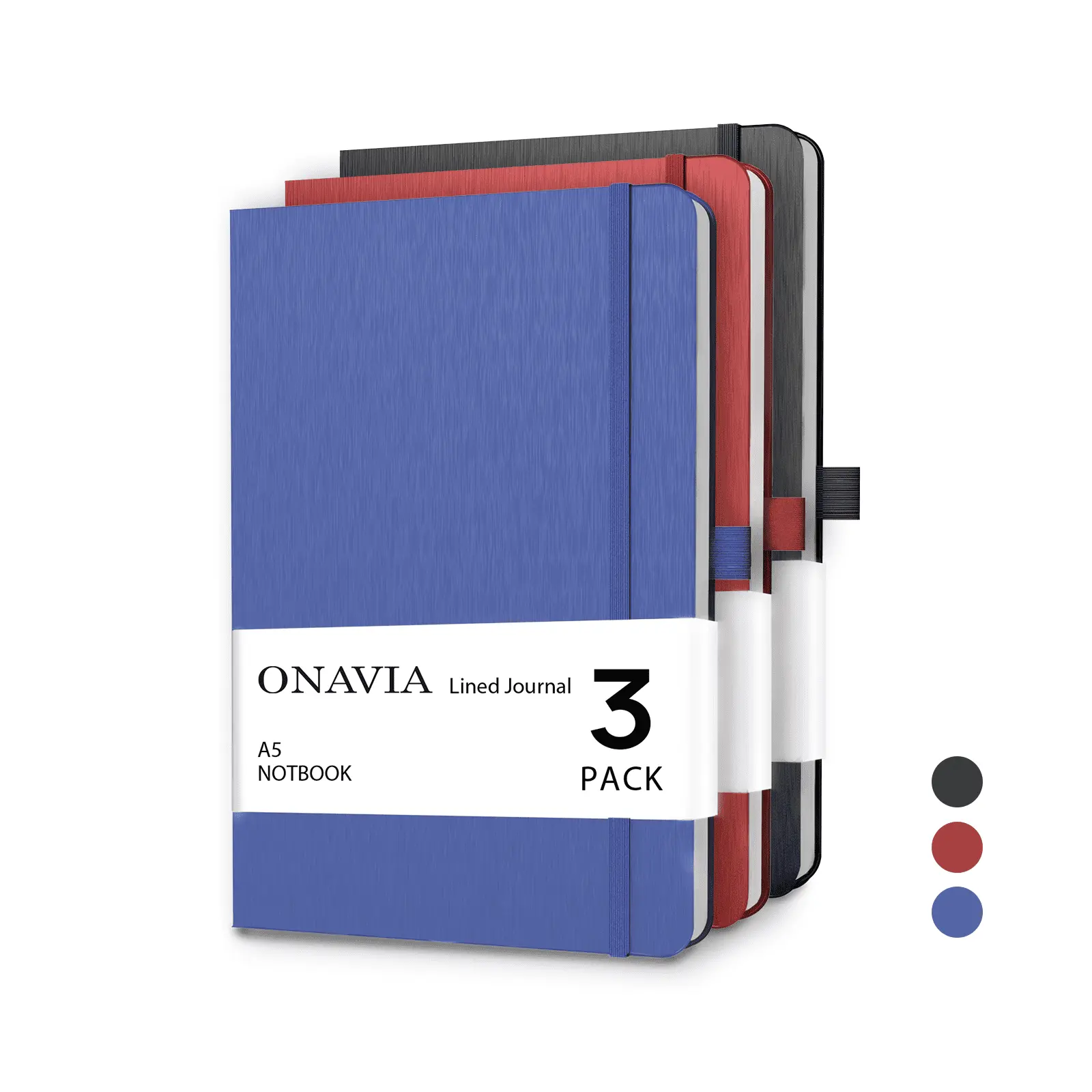 [Back to School] A5 Lined Notebook 3 Pack – 160 Pages Waterproof Hardcover Journal for Students, Work & Study, Thick Paper, Lay-Flat Design