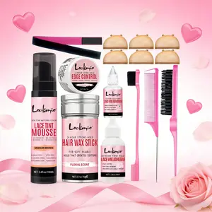 Hair Waxing Kit, 15pcs/set Hair Wax Stick & Mousse & Glue & Comb & Brush, Professional Texturizing Product Hair Styling Kit for Women