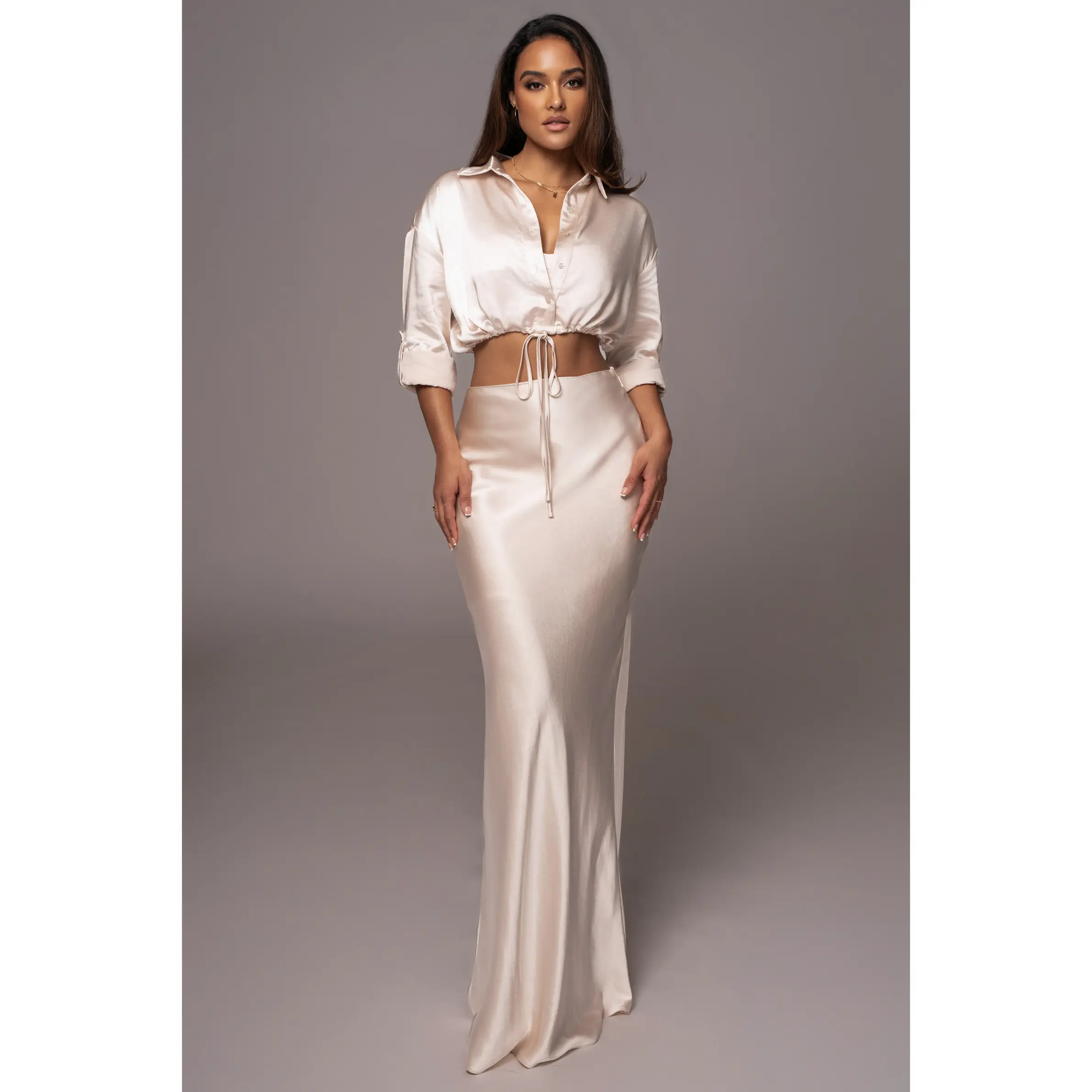 Champagne Kiah Button Up Top