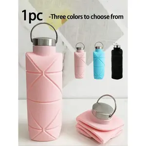 1 Foldable Water Bottle Leak proof Valve Reusable Bisphenol A-free Silicone Foldable Travel Water Bottle, Suitable for Fitness, Camping, Hiking, Sports, Lightweight and DurableRAIMENTRY
