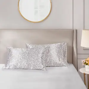 Madison Park Essentials MPE21-997 20 x 30 x 0.13 in. Printed Satin Luxury Pillowcases, Taupe Leopard - 2 Piece