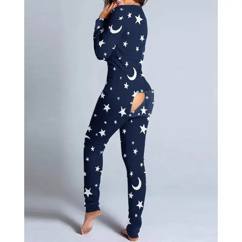 Sexy Pyjama Women's Jumpsuit Suit Button-down Front Back Butt Bum open Ass Flap Jumpsuit Loungewear Christmas Print ButtonedGift Sexy Pyjama Women's Jumpsuit Suit Button-down Front Back Butt Bum open Ass Flap Jumpsuit Loungewear Christmas Print ButtonedGift