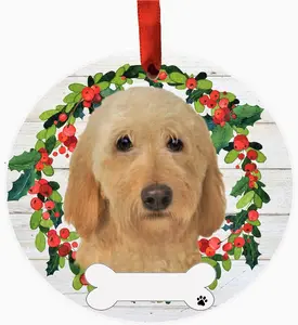 Labradoodle Ornament - Personalizable - Ceramic Round Ornament with Glazed Finish - X-mas Decoration - Christmas Ornaments Craft Gift - Ornaments for Pet Lovers 3x3 inch