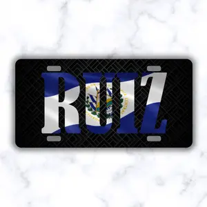 Custom name Flag of El Salvador License Plate - personalized name Auto Car Tag - Gifts for Her - Gifts for Him