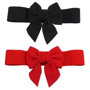 Wide Elastic Waist Belt, Bowknot Sweet Girdle Women's Dress Decoration  Fashionable Style