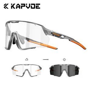KAPVOE Fashion Large Frame Photochromic Sunglasses Men Women UV400 Outdoor Cycling Driving Hiking Running Fishing Motorcycling Sports Eyewear