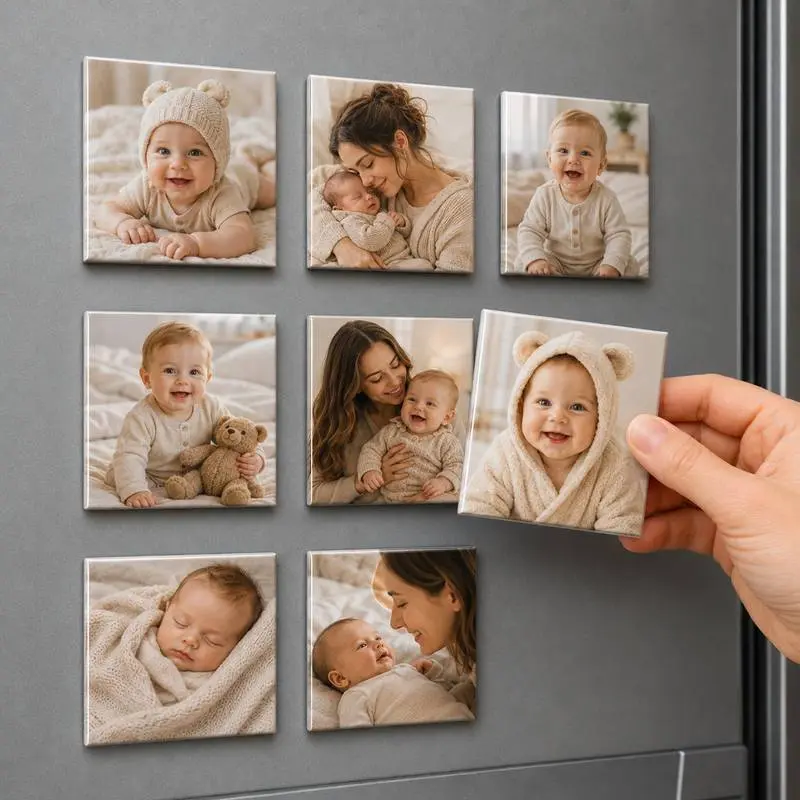 Custom Photo Fridge Magnet Set - 2*2in Personalized Fridge Magnets. Suitable for Birthdays, Christmas, Father's Day, Weddings | A Unique Gift, Great for Parents, Grandparents, Couples, and Pet Lovers