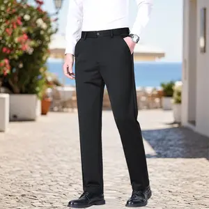 Men’s golf pants, stretch quick-dry lightweight long pants, classic casual work trousers with pockets, solid color men’s slim tapered pants, casual menswear