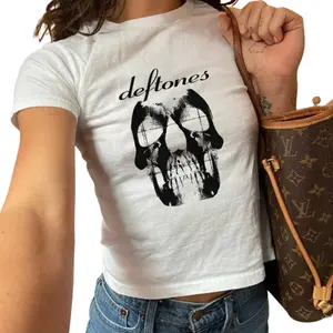 [Sale Up To 40%] Deftones Skull Around the Fur Baby Tee, Vintage Graphic Deftones Tee, Grunge Streetwear, Trendy Y2K Nu-Metal Tee