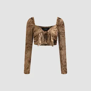 Cider Glitter Gold Crop Blouse