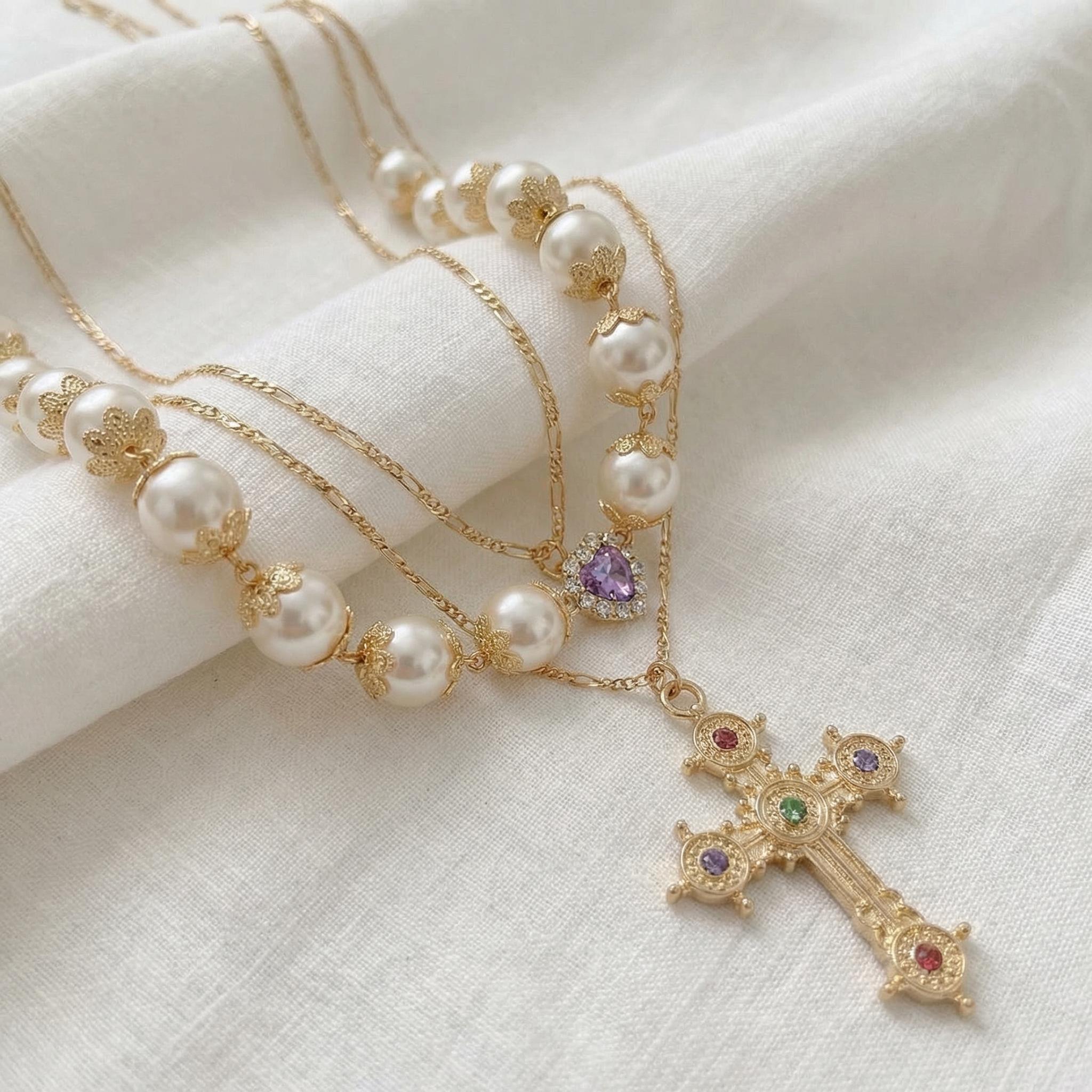 4Pcs Universal Car Interior Hanging Decor | Retro Gold Baroque Cross & Pearl Charm | Gothic Mirror Jewelry Accessory | Perfect Creative Gift for Her Interior Solar Powered Winter Windshield Defroster Adjustable High-Powered Dual Motor Off-Road Scooter