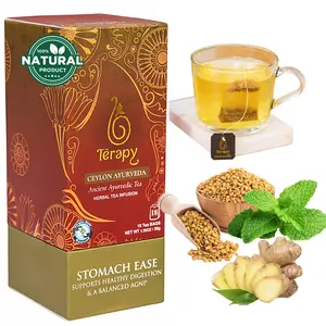 Stomach Ease Tea by Terapy Ceylon | Supports Healthy Digestion and Gut Health | Ayurvedic Herbal Tea | All Natural Ingredients | 18 bags