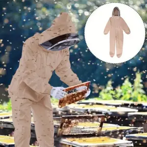 Professional Beekeeping Suit, Durable Full Body Protective Beekeeping Clothes with Veil Hood for Beginner & Experienced Beekeepers
