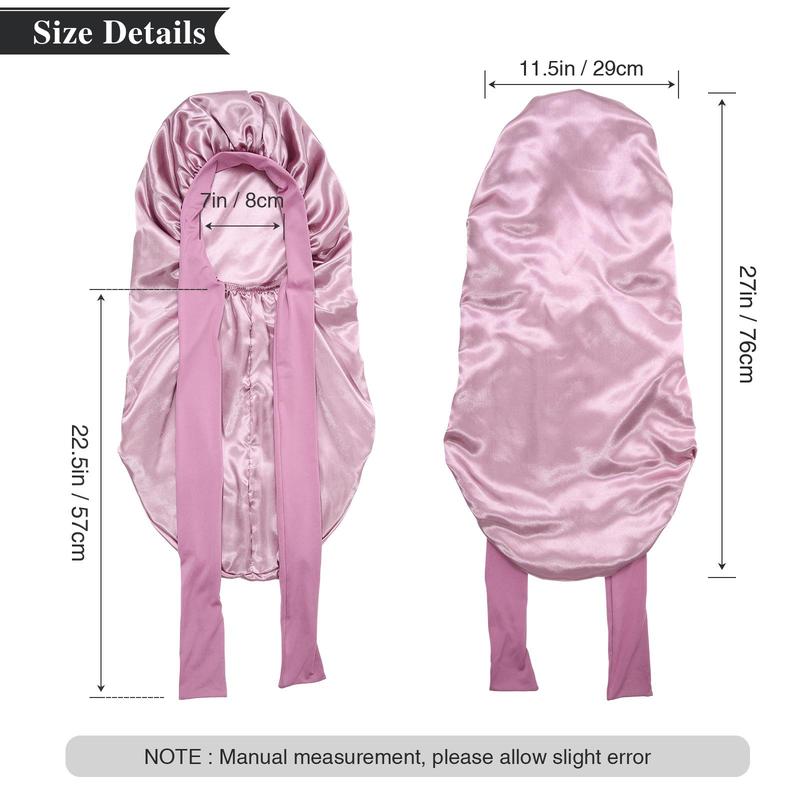 AWAYTR Solid Color Long Nightcap for Women Satin Double Layered Sleeping Hat Tie Band Elastic Hair Care Bonnet TikTokShopBlackFriday
