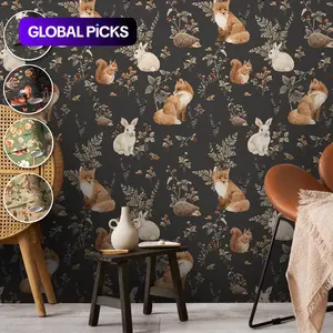 Deep Forest Pattern Wallpaper, Self-Adhesive Animal Wall Paper, Peel And Stick Wallpaper Designs, Waterproof Wear-Resistant, Bedroom Decor, Vintage Space, Furniture Refurbishment