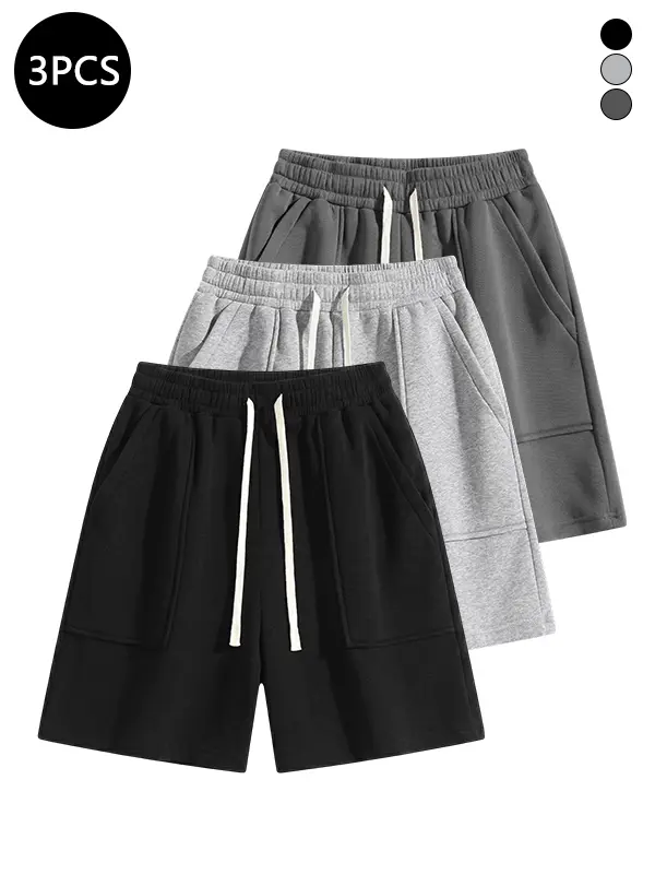 3-Pack Men’s Shorts for Summer — Loose Casual Mid-Thigh Shorts, Everyday Wear, Fitness Sports Shorts