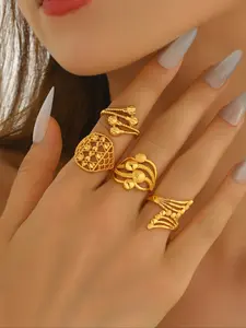 Women's Elegant Leaf Design Ring, Exquisite Trendy Ring, Fashionable Jewelry for Women As Gift for Daily & Party Decoration, Adjustable Rings, Statement Multi Ring, Elegant Glittering Ring