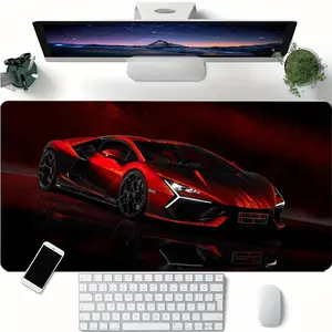 Car Pattern Gaming Mouse Pad, Non Slip Mousepad, 1 Count Rectangle Desk Keyboard Mat, Non-slip Rubber Base Stitched Edge Desk Pad for Desk Laptop Desktop